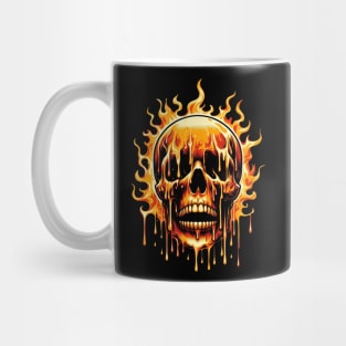 a drippy skull on fire Mug